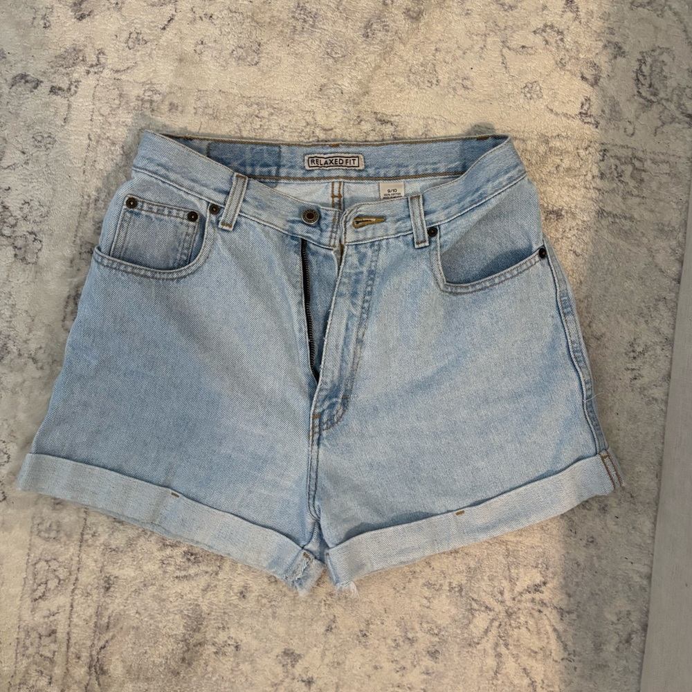 Vintage Light Blue 100% Cotton Jean Shorts